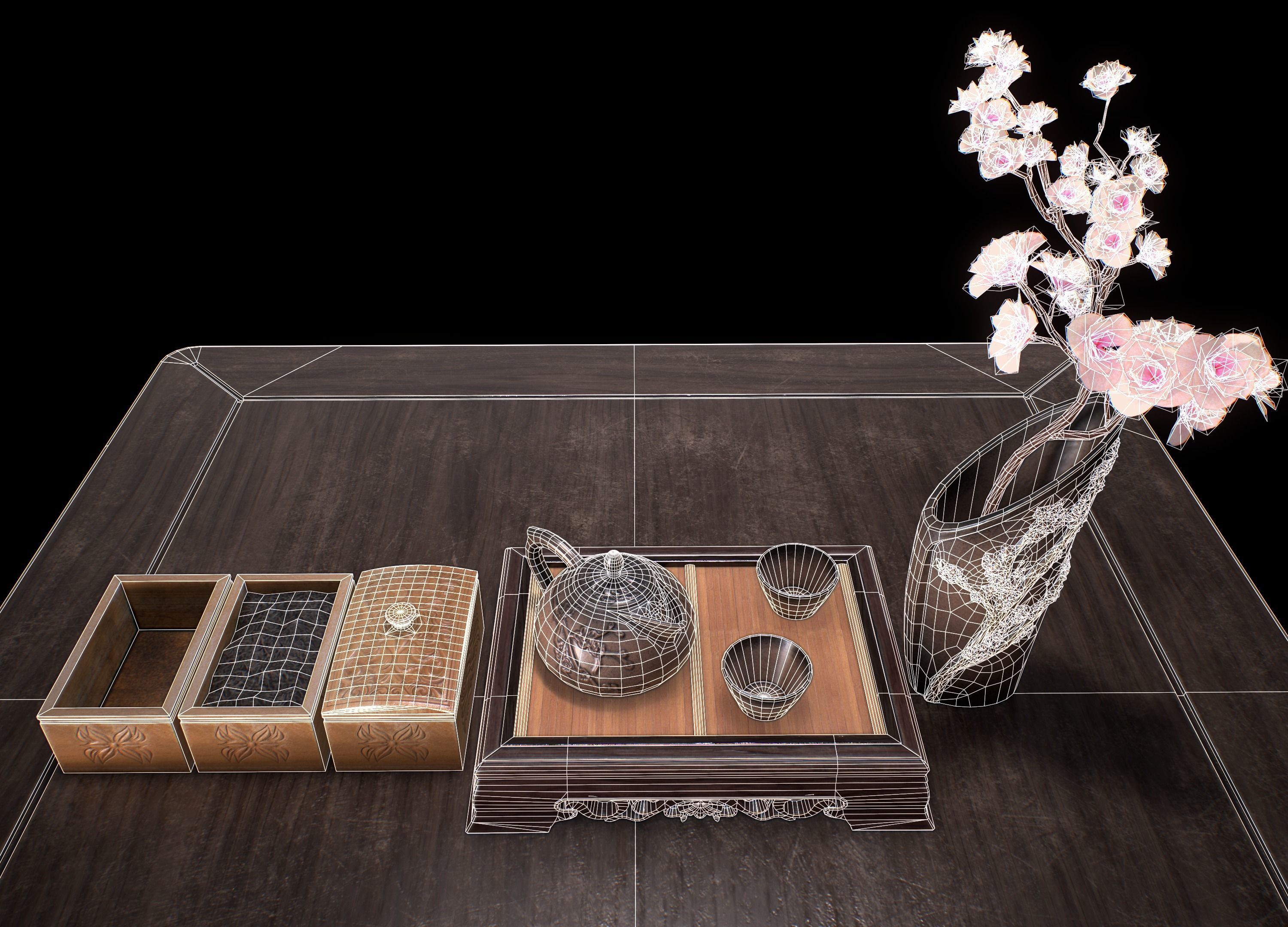 Tea set asset Low-poly 3D model_9