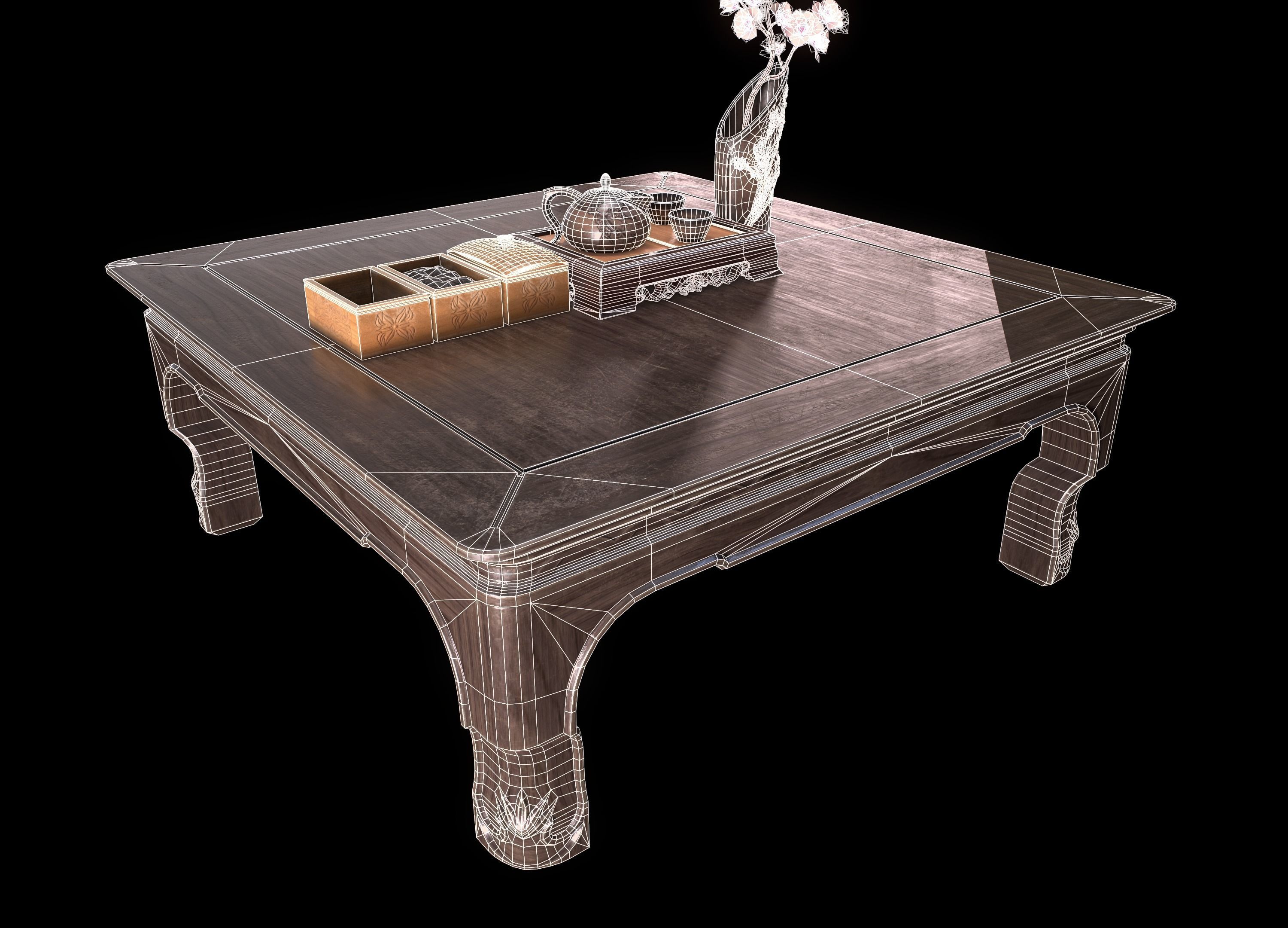 Tea set asset Low-poly 3D model_7