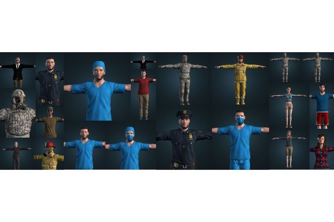 People sims mannequins pack Low-poly 3D model