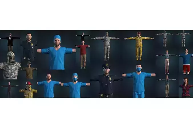 People sims mannequins pack Low-poly 3D model