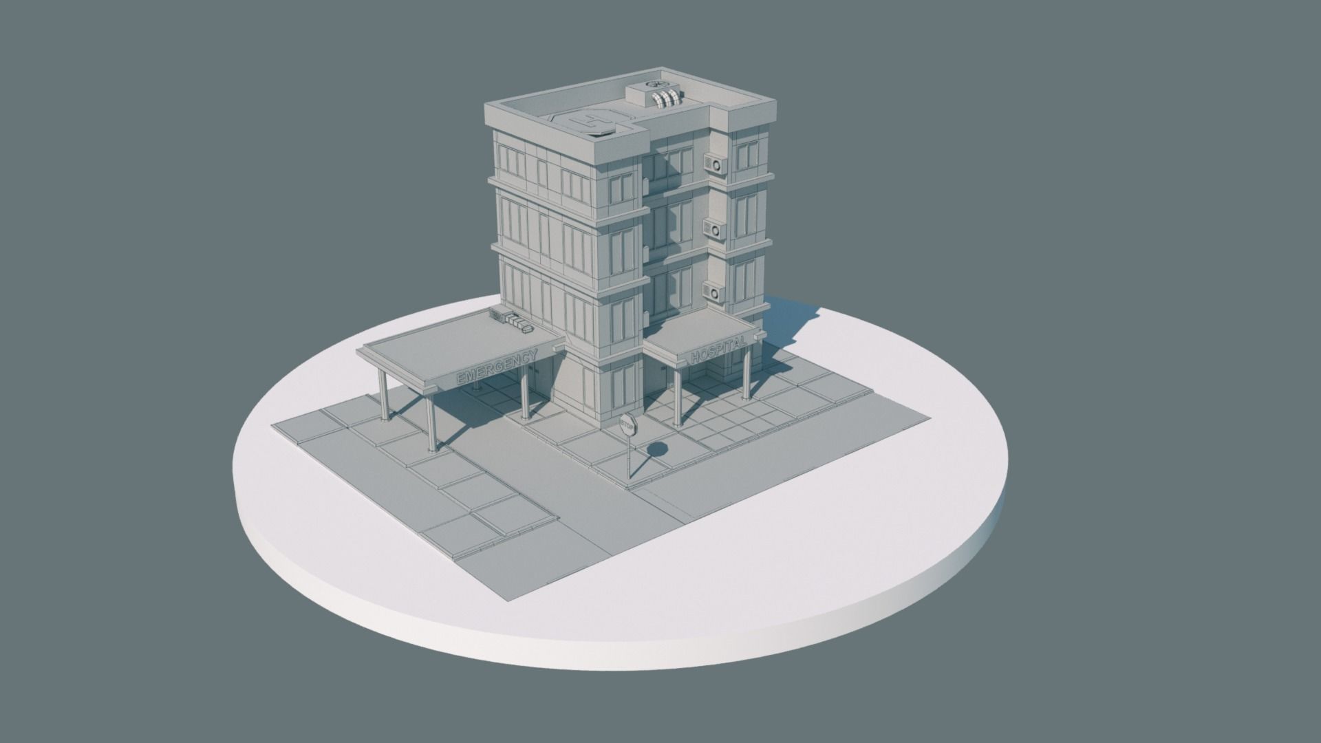 HOSPITAL LOW-POLY STYLE Free low-poly 3D model_3