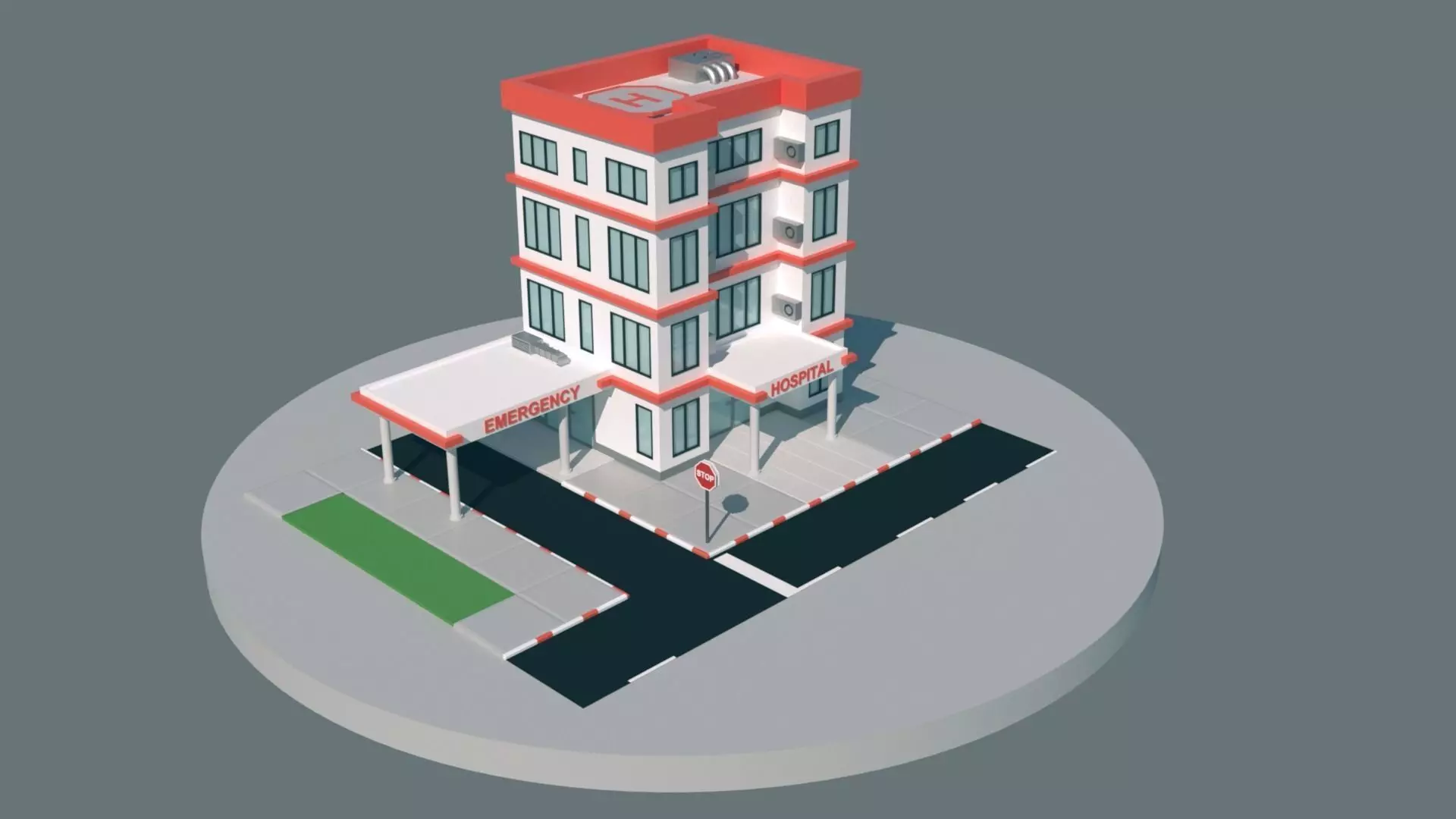 HOSPITAL LOW-POLY STYLE Free low-poly 3D model_0