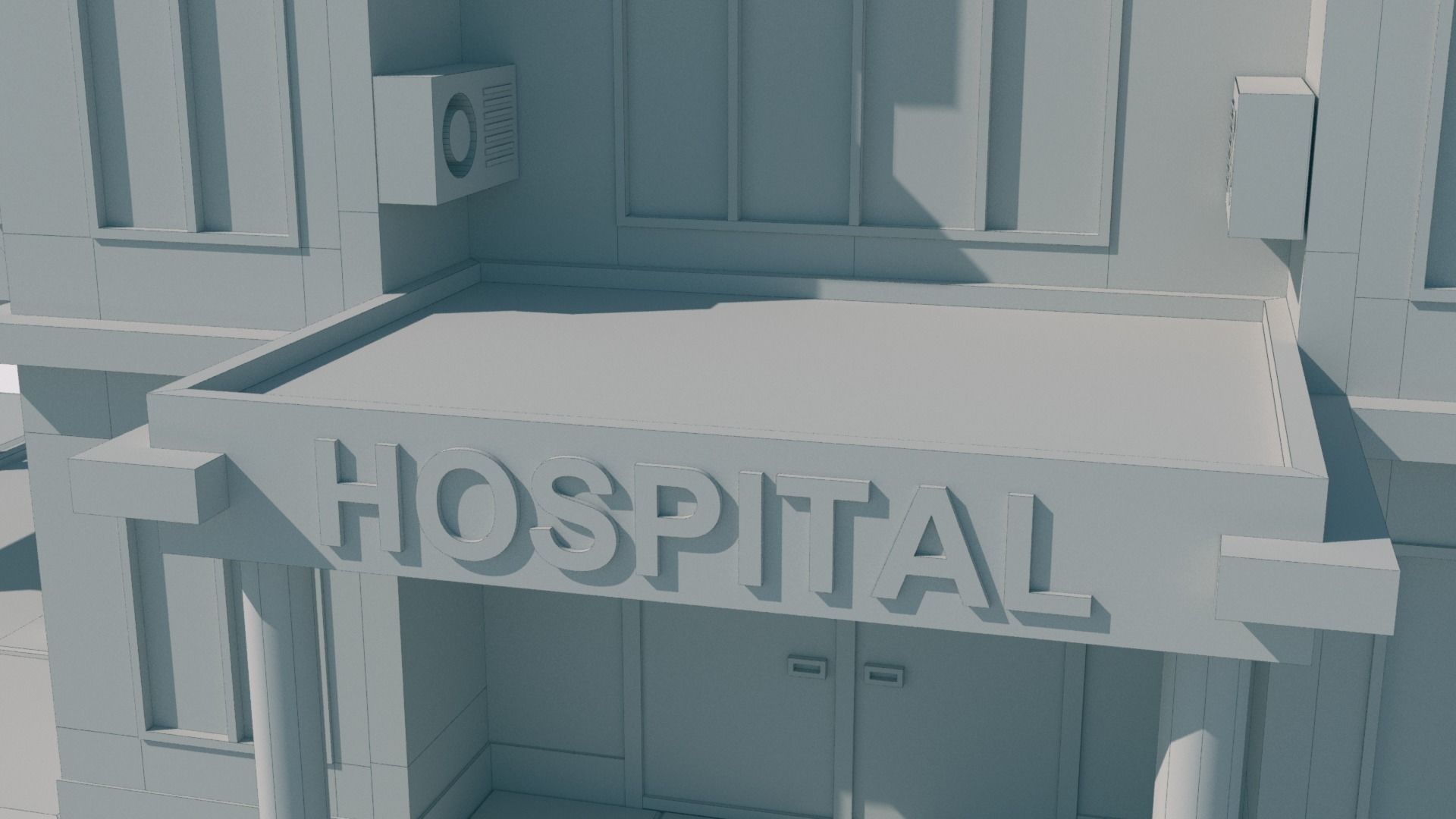 HOSPITAL LOW-POLY STYLE Free low-poly 3D model_4