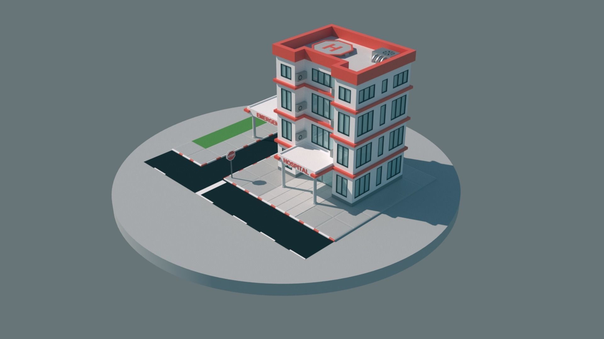 HOSPITAL LOW-POLY STYLE Free low-poly 3D model_1