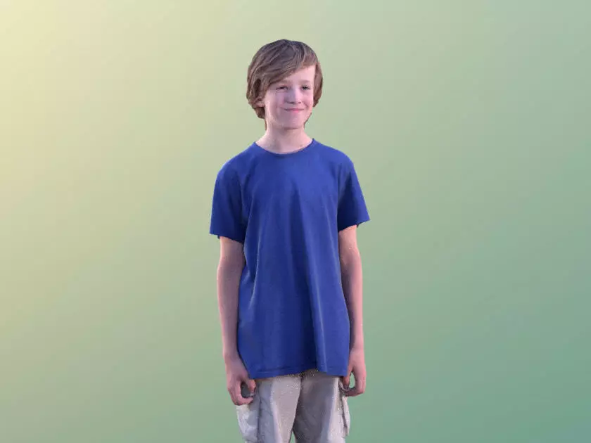 Tim 10199 - Smiling Teenie Low-poly 3D model_0