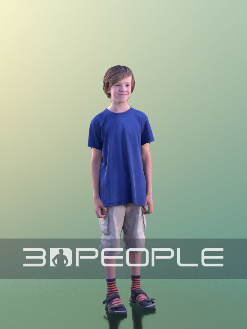 Tim 10199 - Smiling Teenie Low-poly 3D model_3