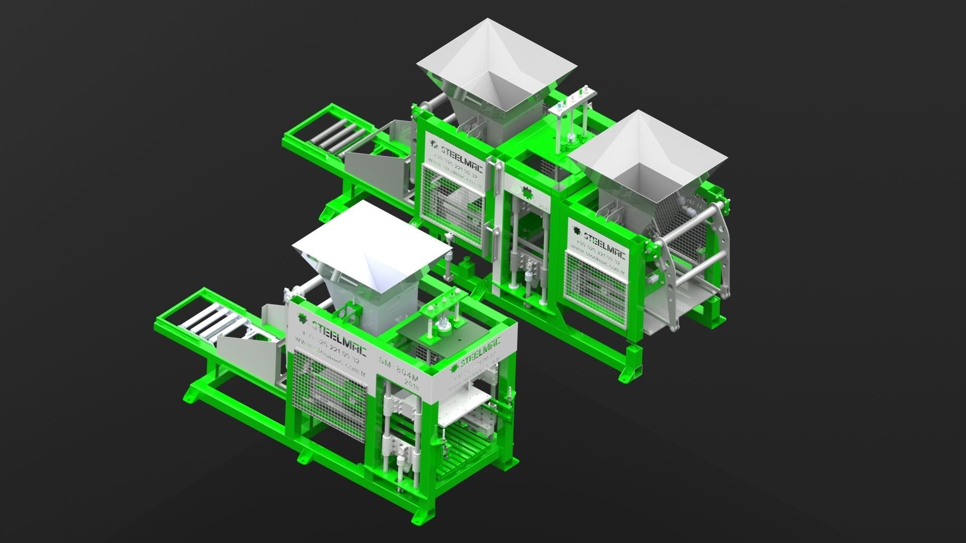 Hydraulic Concrete Brick Block Making Machine 3D print model_1