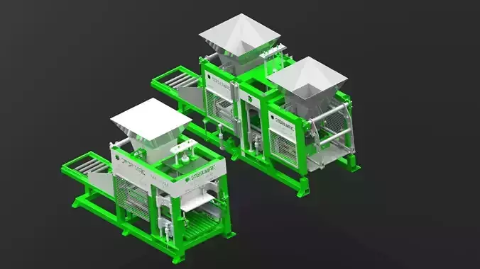 Hydraulic Concrete Brick Block Making Machine 3D print model