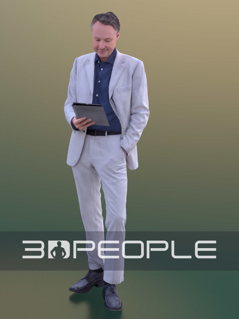 Carlos 10202 - Tablet Business Man Low-poly 3D model_3