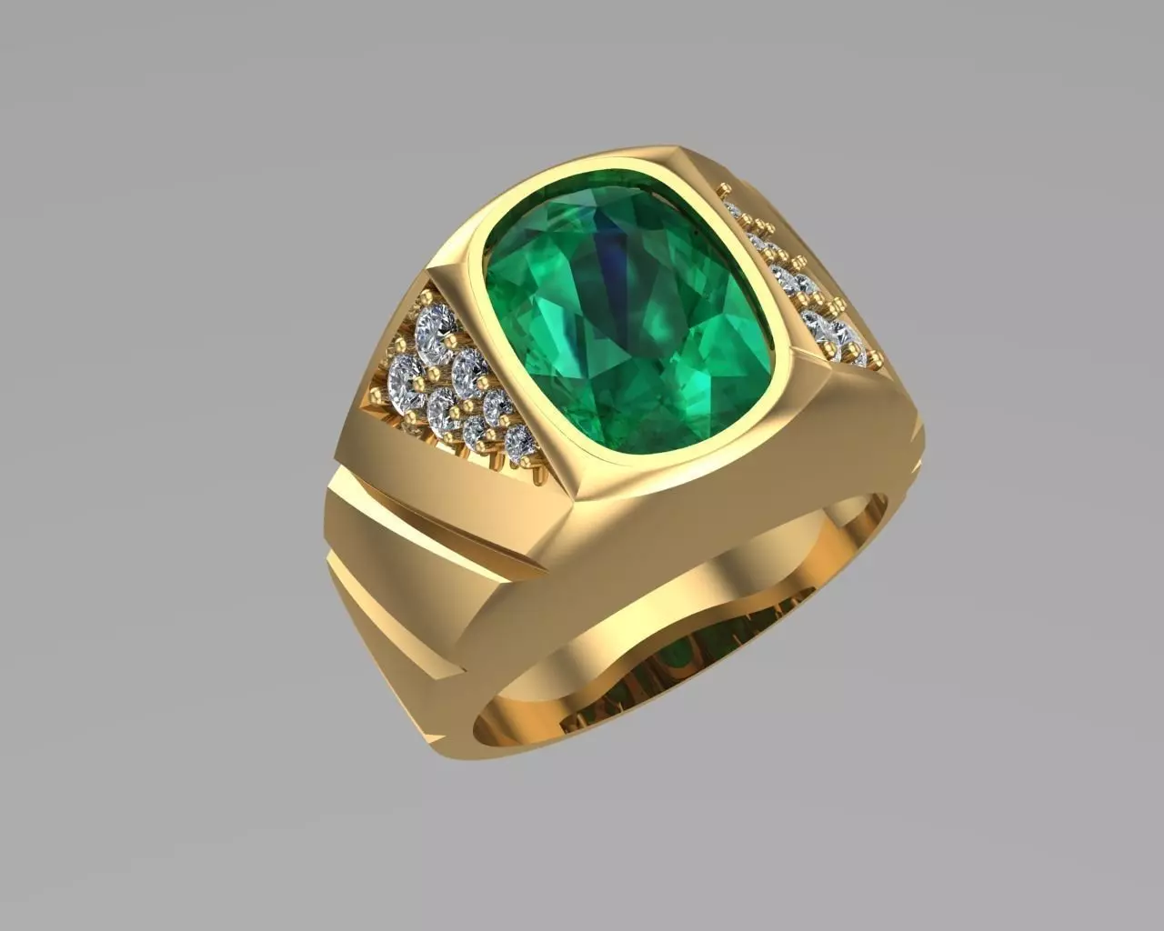 Cushion diamond gold rings NN140 3D print model