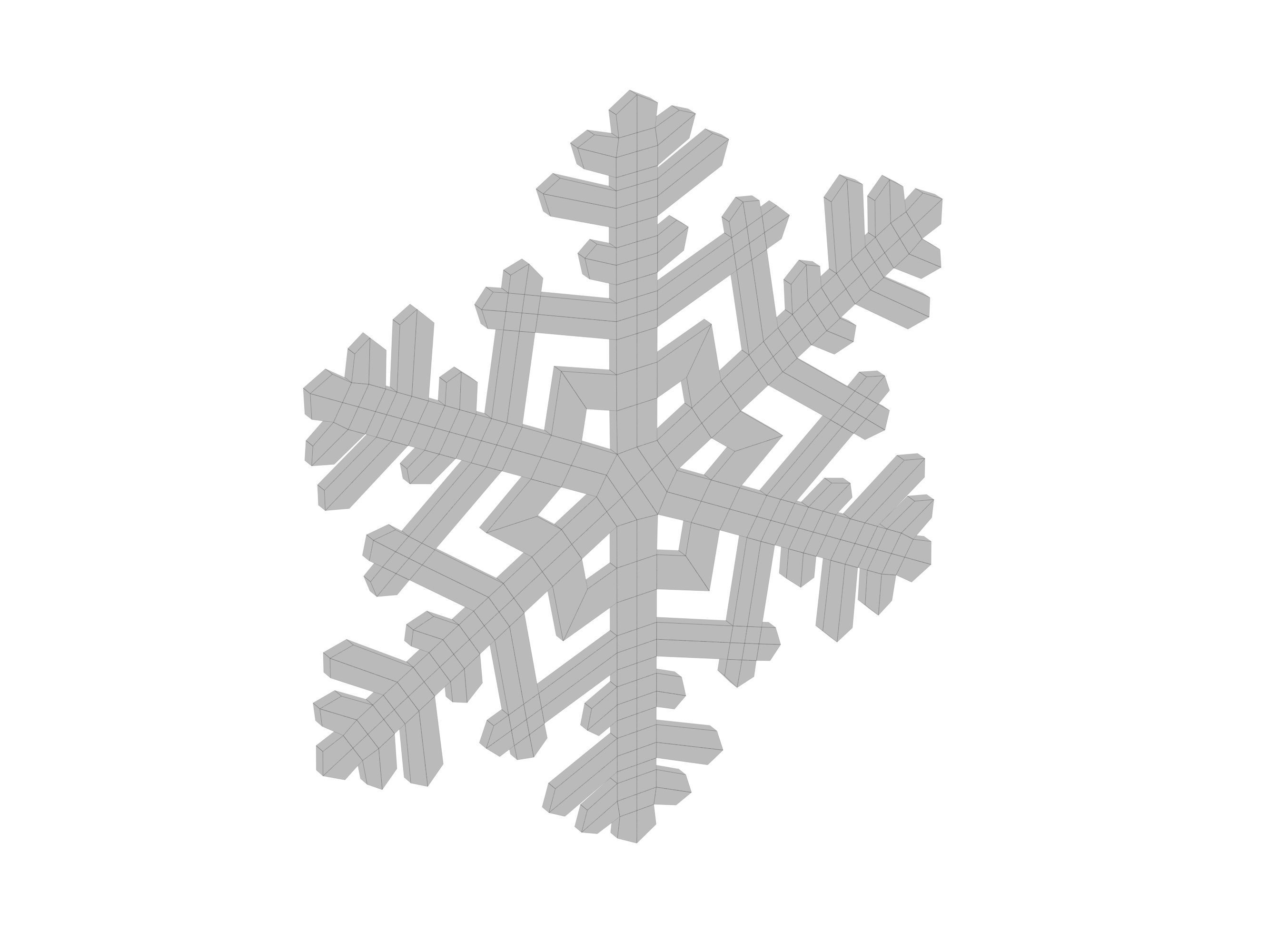 wood snowflake 3D model_3