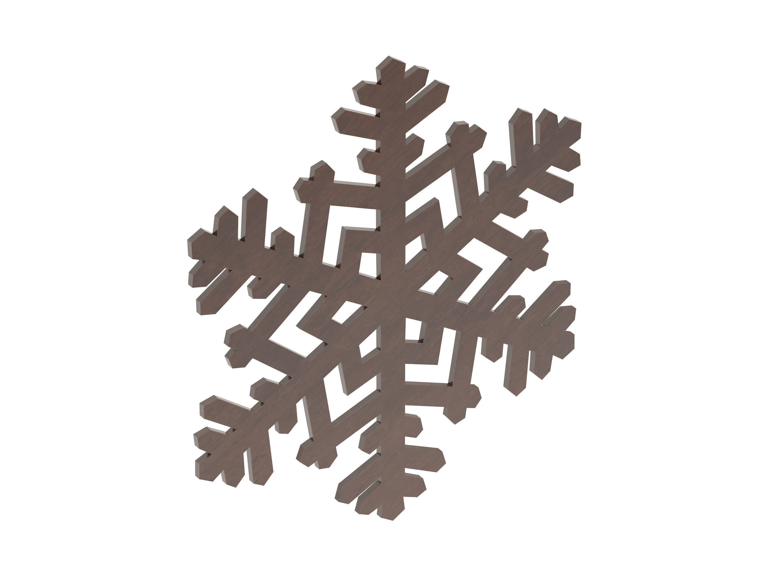 wood snowflake 3D model_1