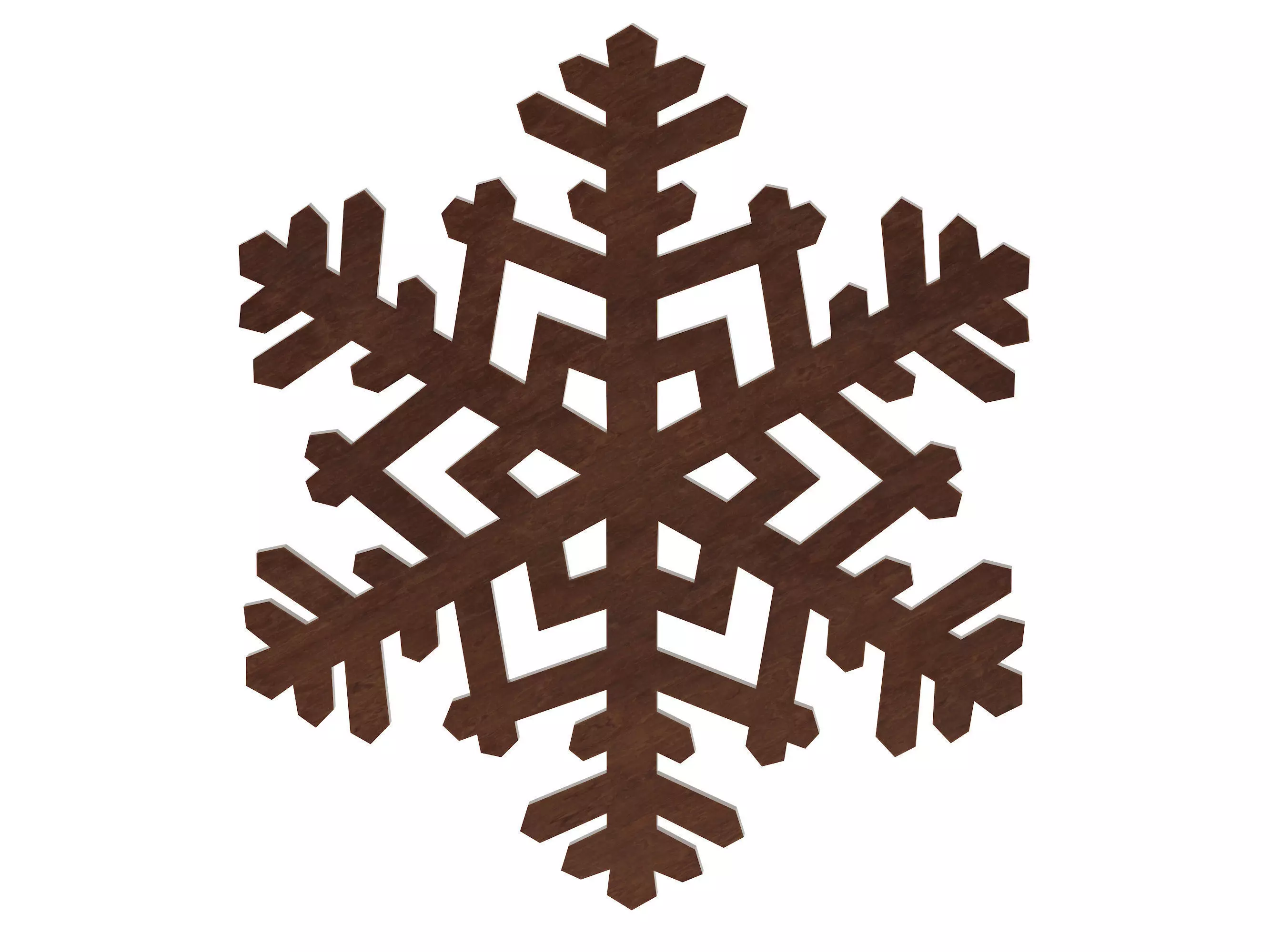 wood snowflake 3D model_0