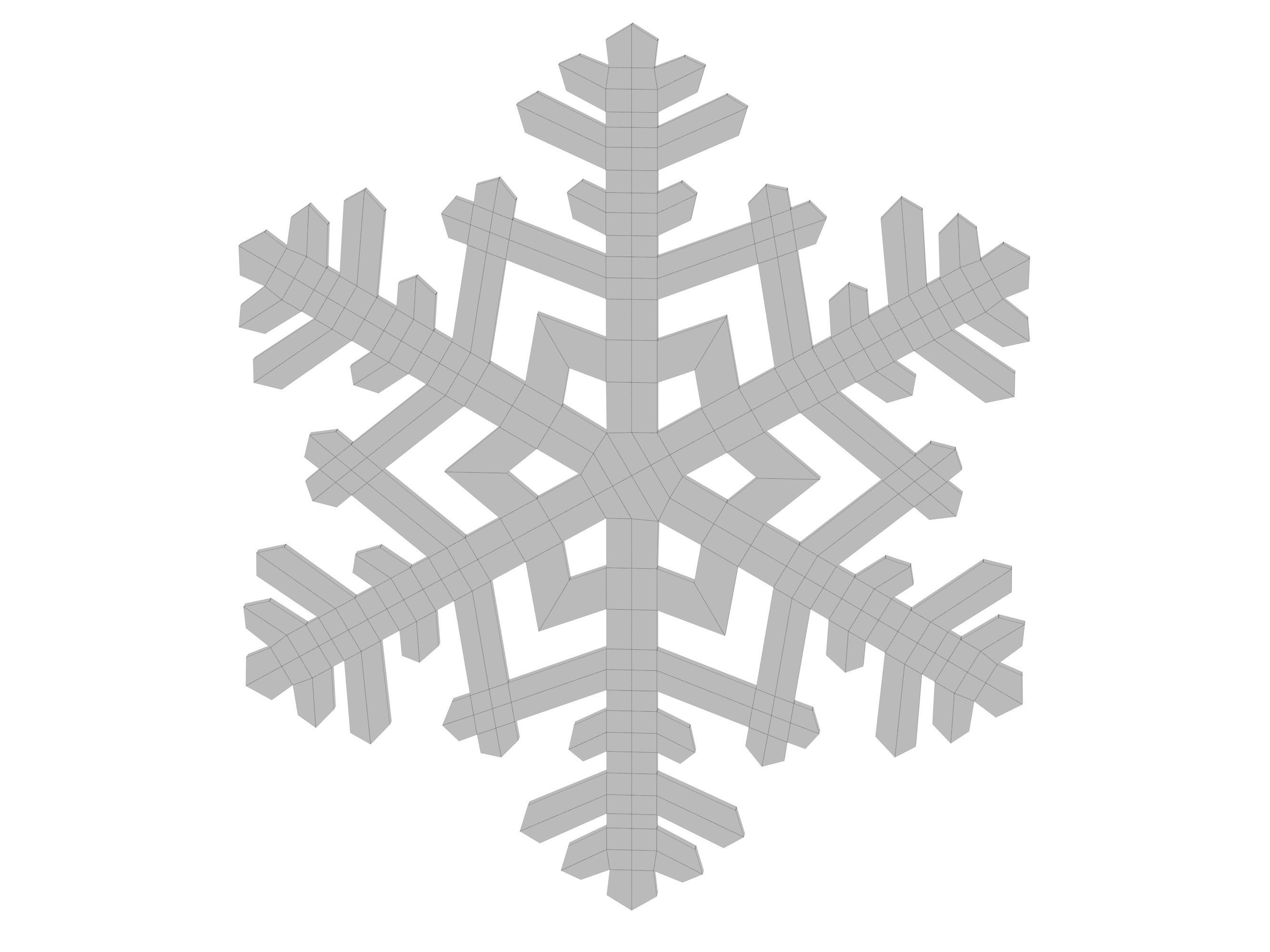 wood snowflake 3D model_2