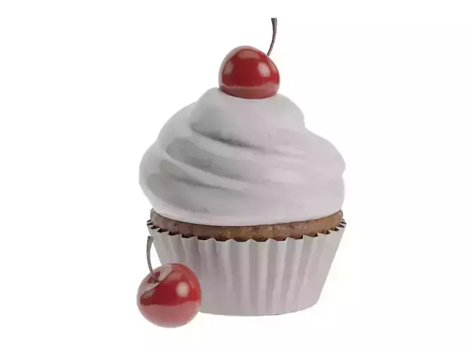 cupcake with cherry 3D model