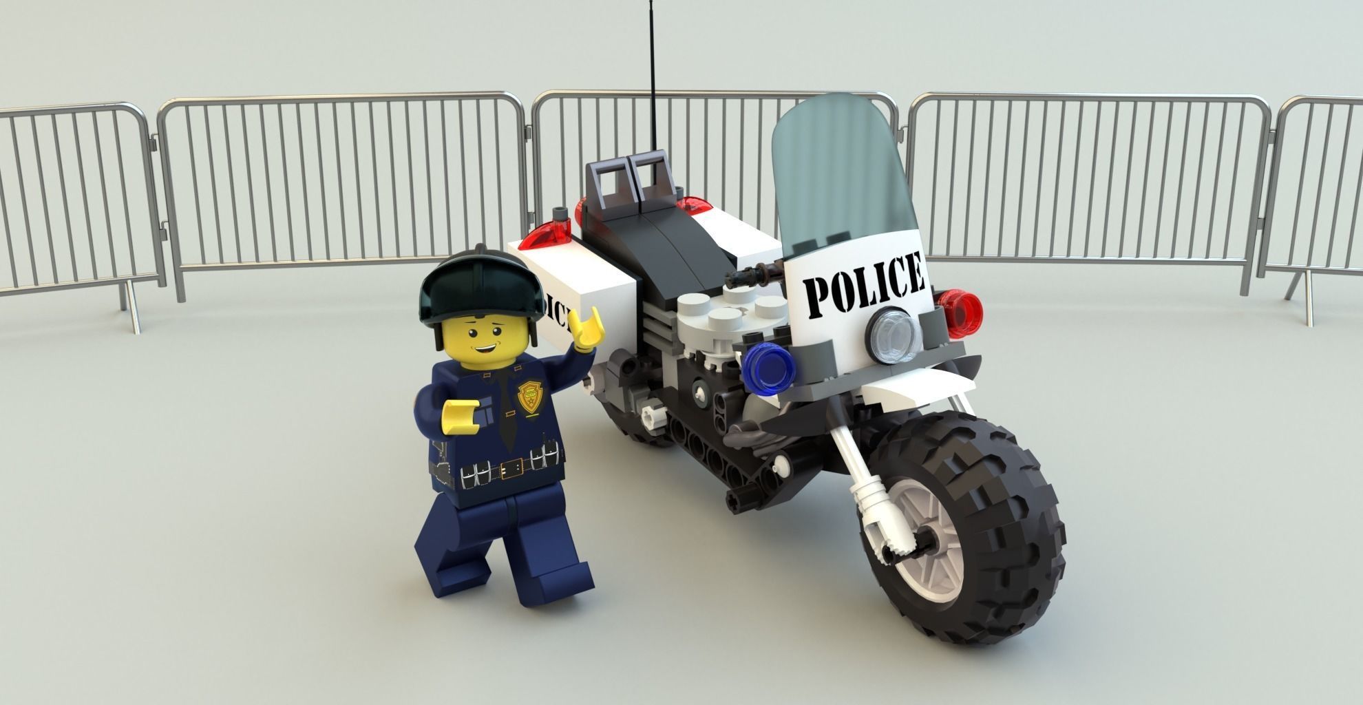 Lego Officer and Police motorcycle Low-poly 3D model_5