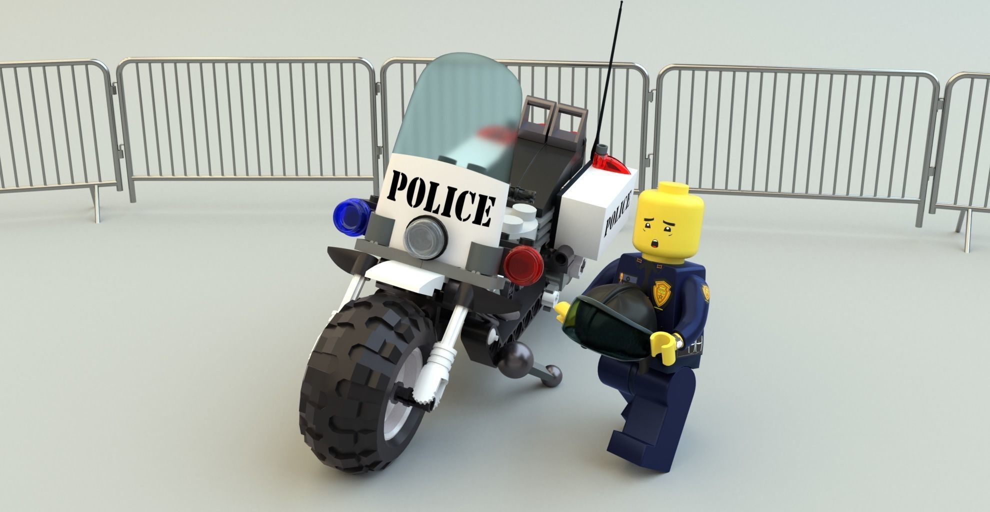 Lego Officer and Police motorcycle Low-poly 3D model_4