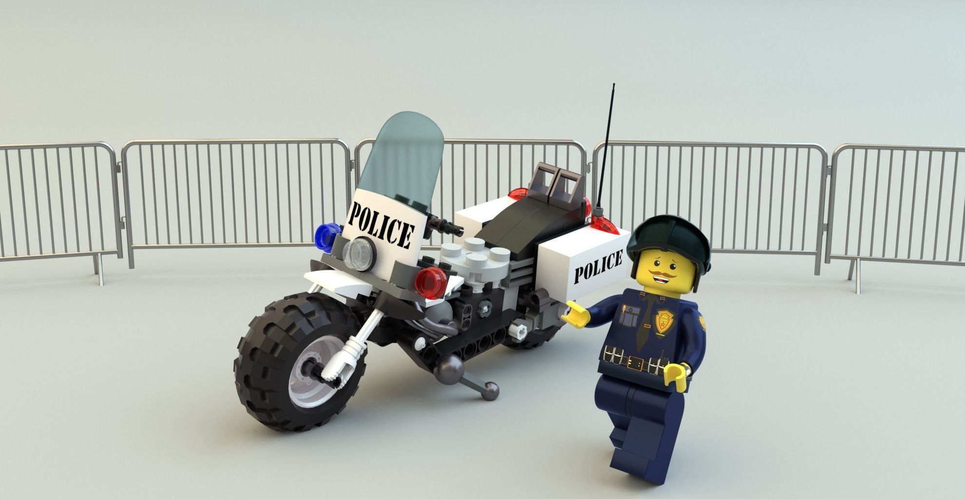 Lego Officer and Police motorcycle Low-poly 3D model_2