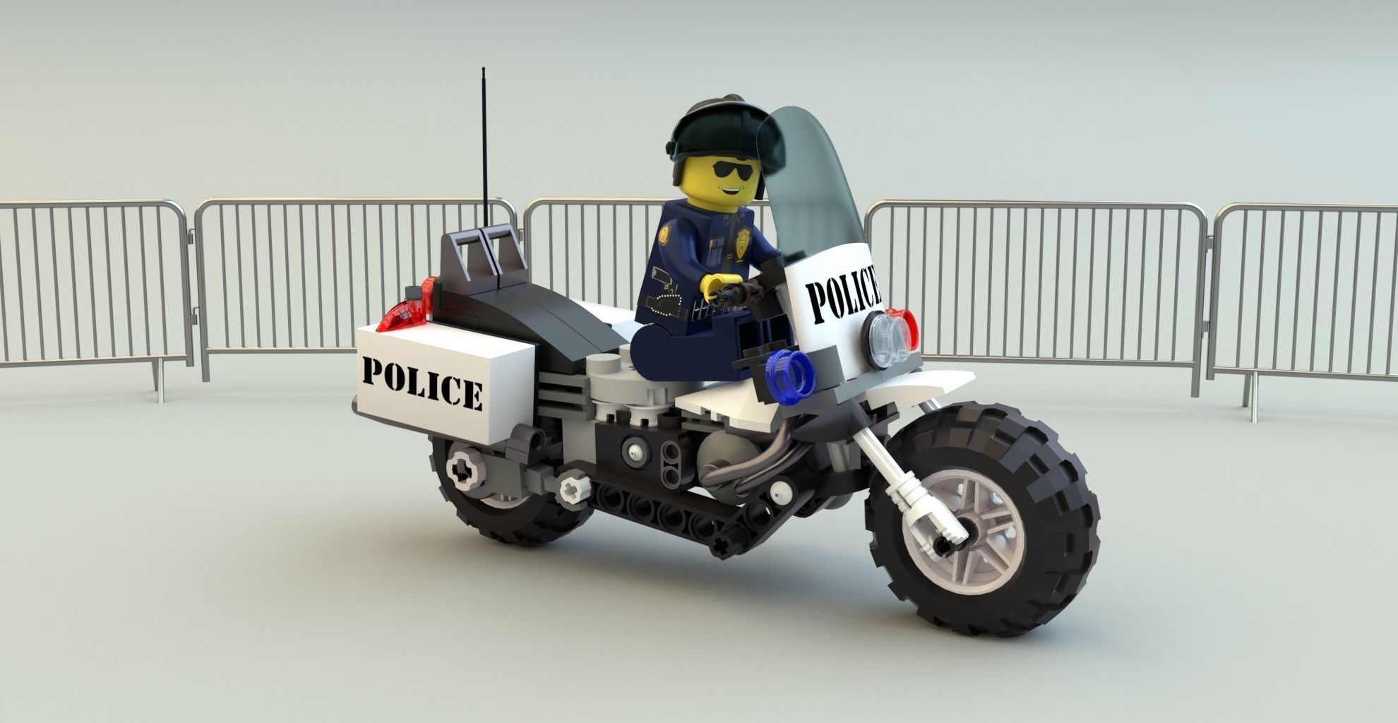 Lego Officer and Police motorcycle Low-poly 3D model_1