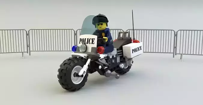 Lego Officer and Police motorcycle Low-poly 3D model