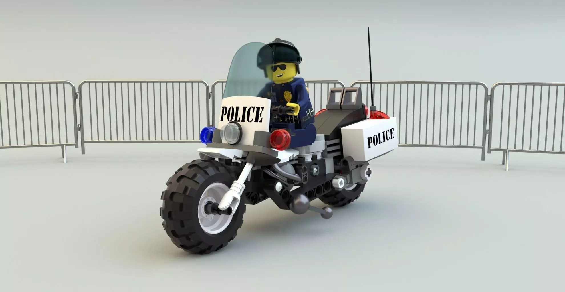 Lego Officer and Police motorcycle Low-poly 3D model_0