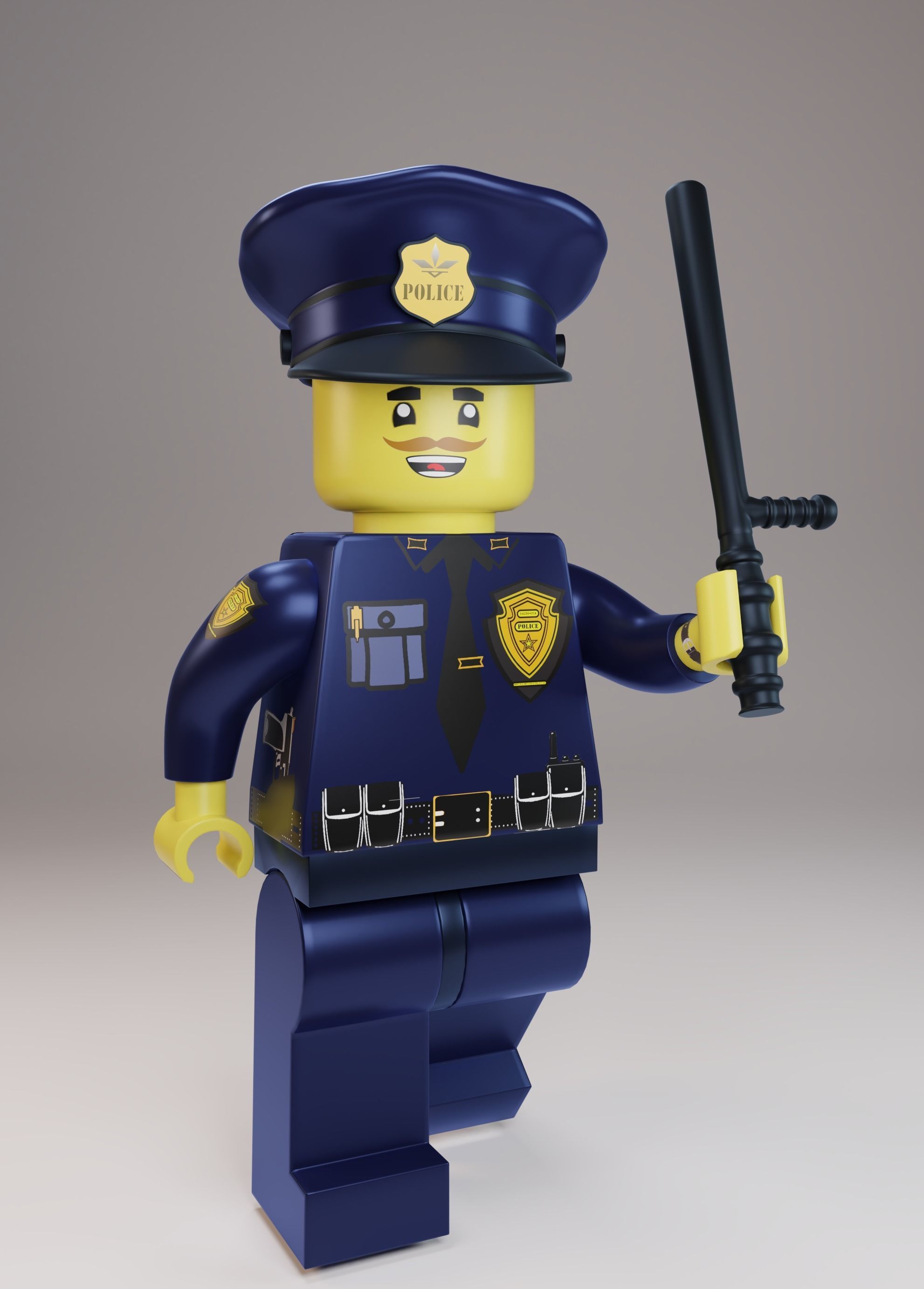 Lego Officer and Police motorcycle Low-poly 3D model_7