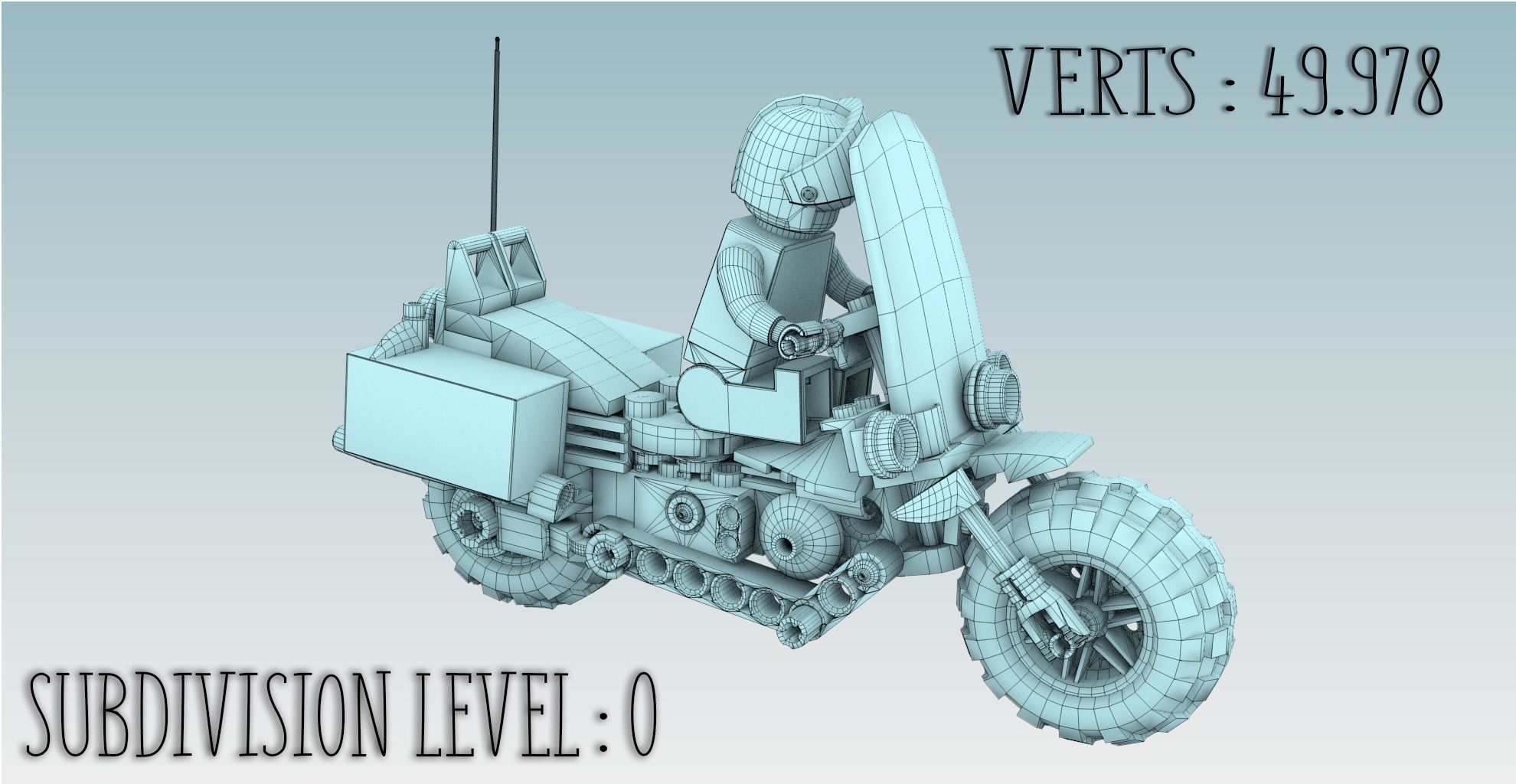 Lego Officer and Police motorcycle Low-poly 3D model_9
