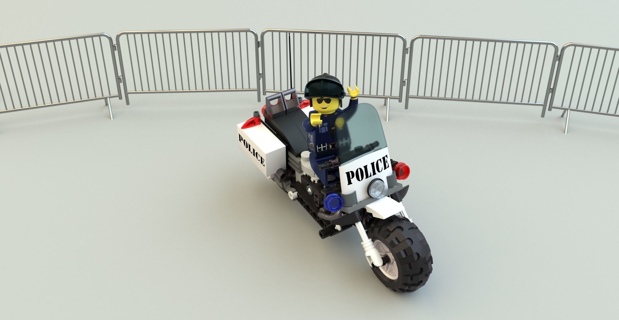 Lego Officer and Police motorcycle Low-poly 3D model_3