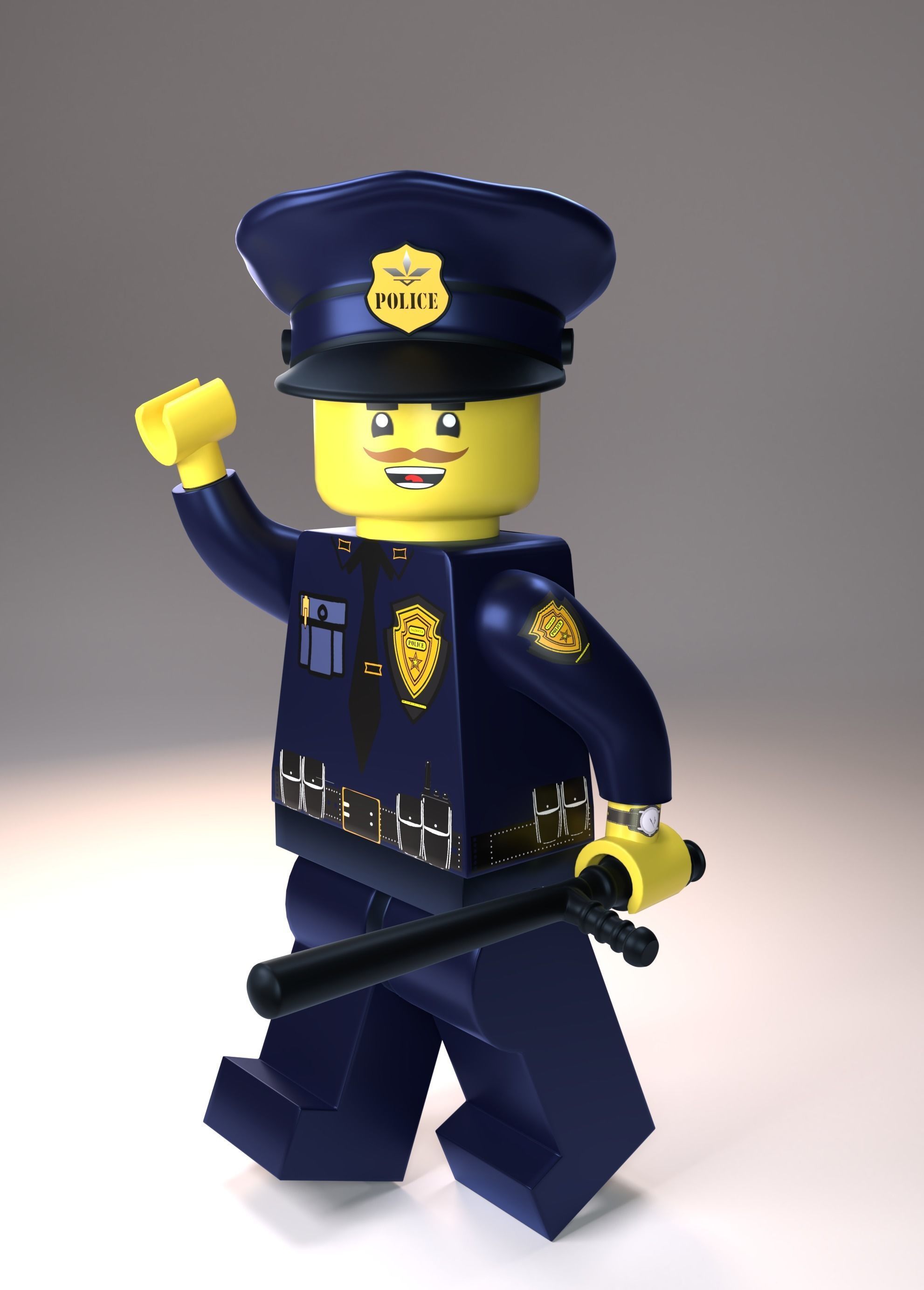Lego Officer and Police motorcycle Low-poly 3D model_6
