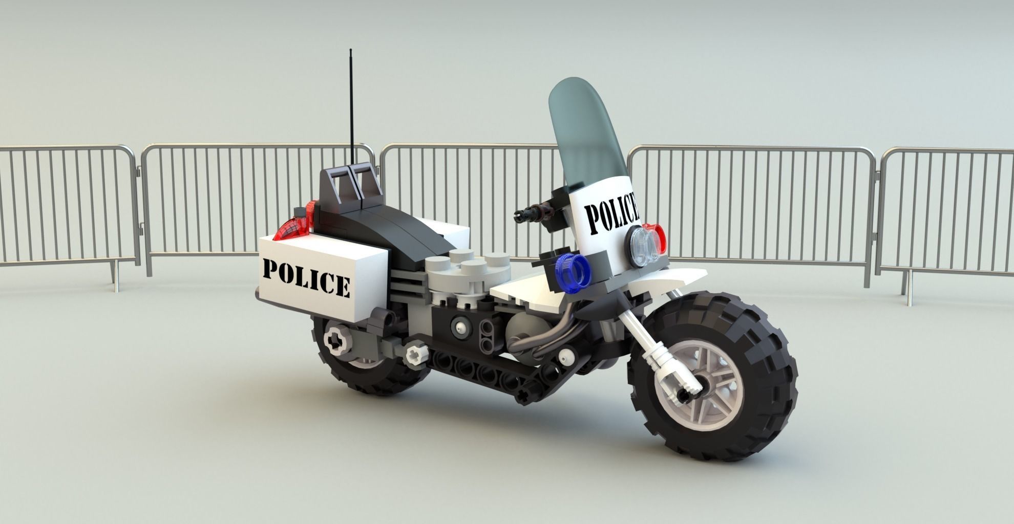 Lego Police Motorcycle  Low-poly 3D model_1