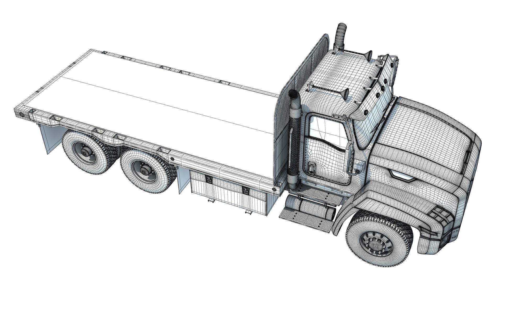 Flatbed Truck 3D model_17