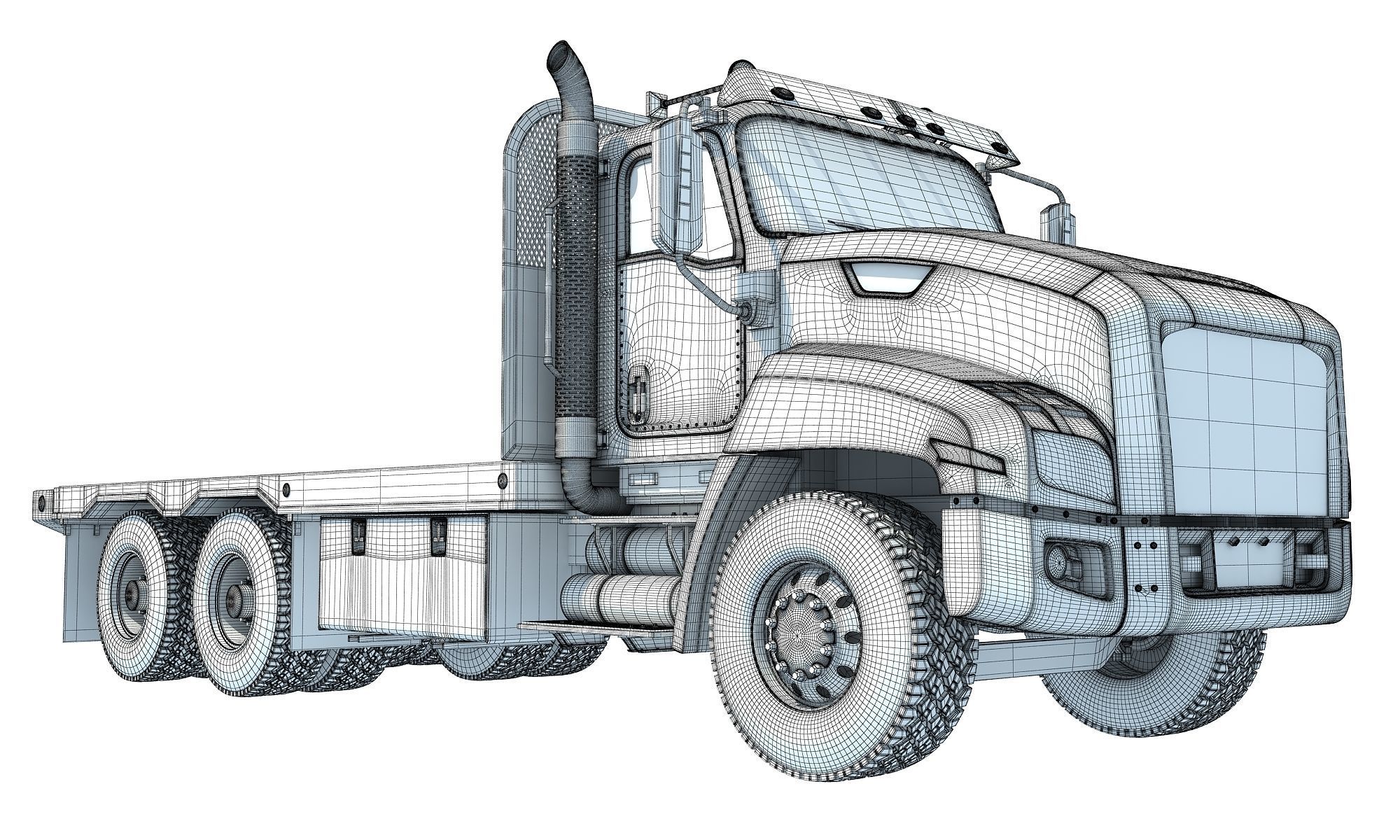 Flatbed Truck 3D model_15
