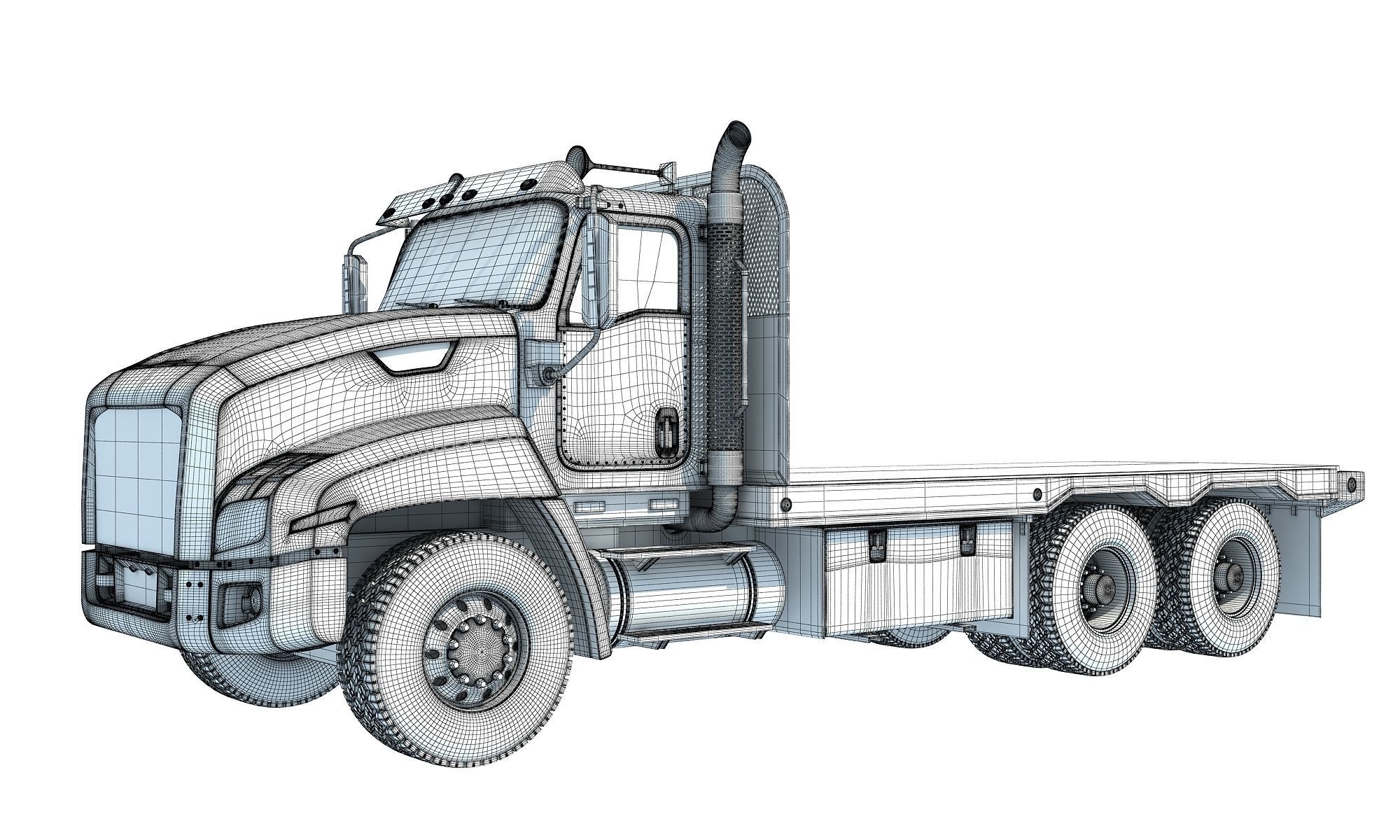 Flatbed Truck 3D model_14