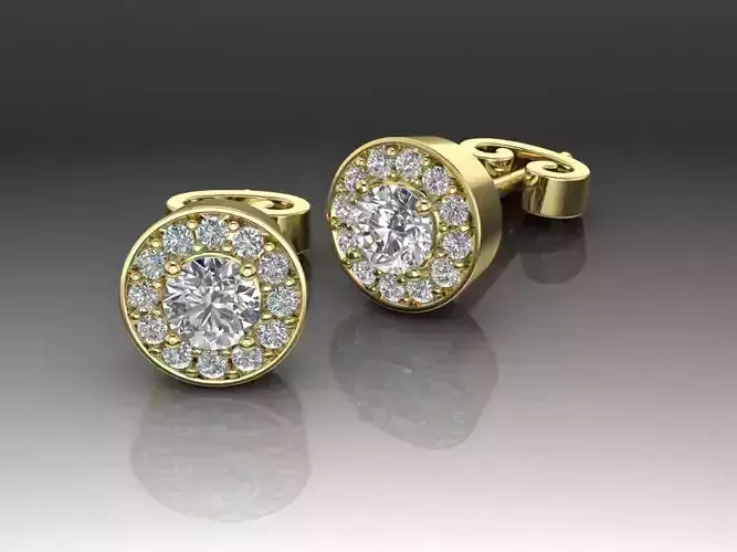 Earrings 2 pair of gold stud with diamonds