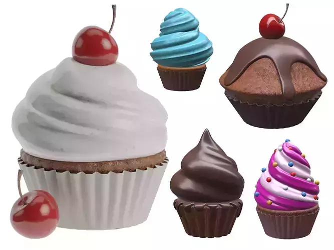 Cupcakes chocolate cupcake 3D Model Collection