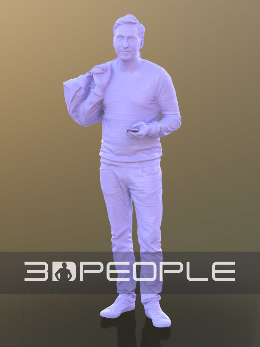 Anselmo 10222 - Smartphone Casual Man Low-poly 3D model_4