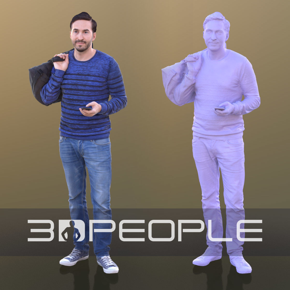 Anselmo 10222 - Smartphone Casual Man Low-poly 3D model_1