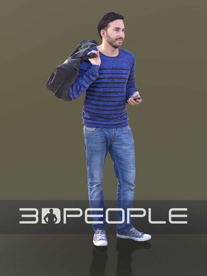 Anselmo 10222 - Smartphone Casual Man Low-poly 3D model_3