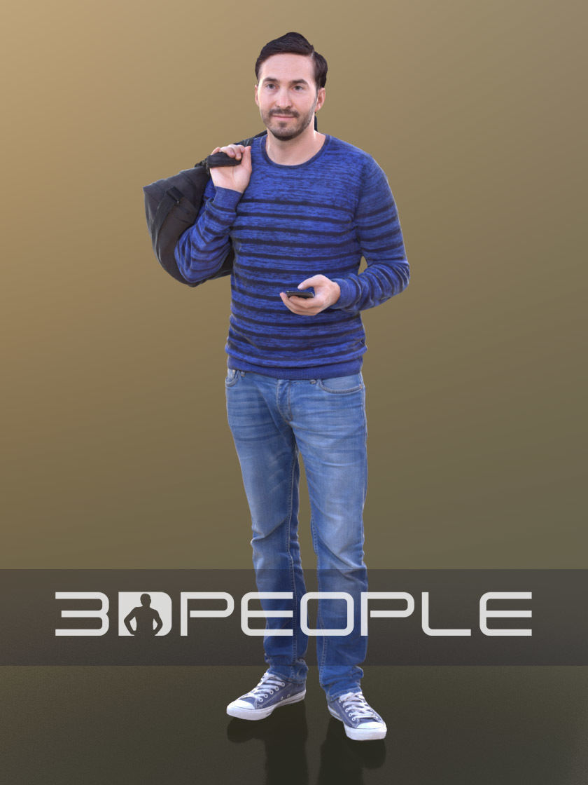 Anselmo 10222 - Smartphone Casual Man Low-poly 3D model_2