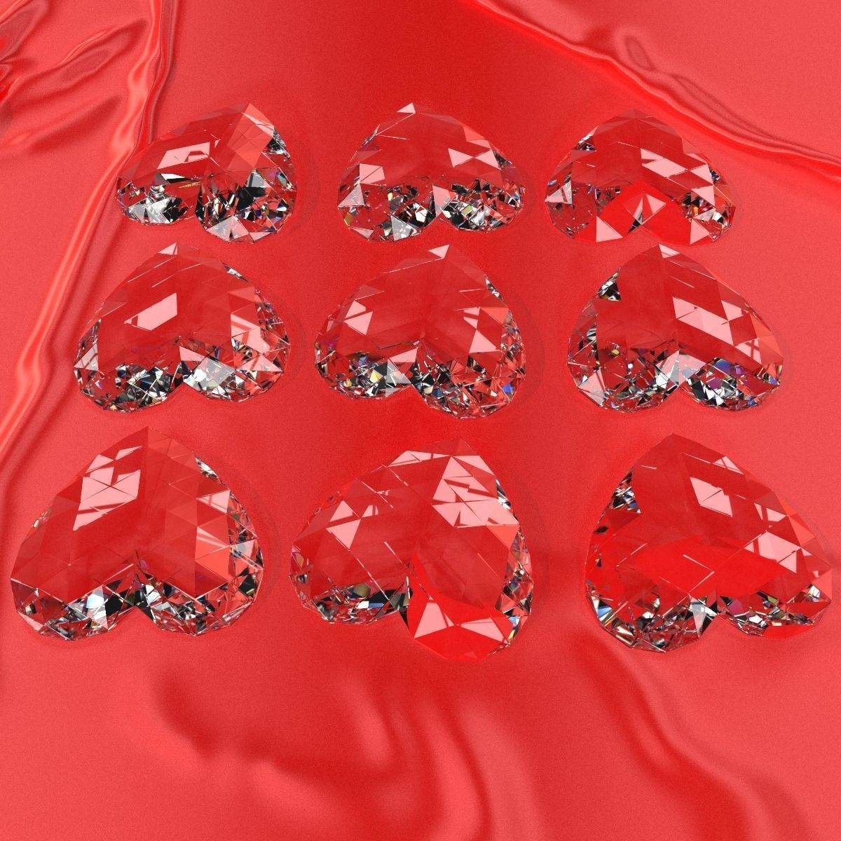Set Heart shaped gemstone v1  3D model_6