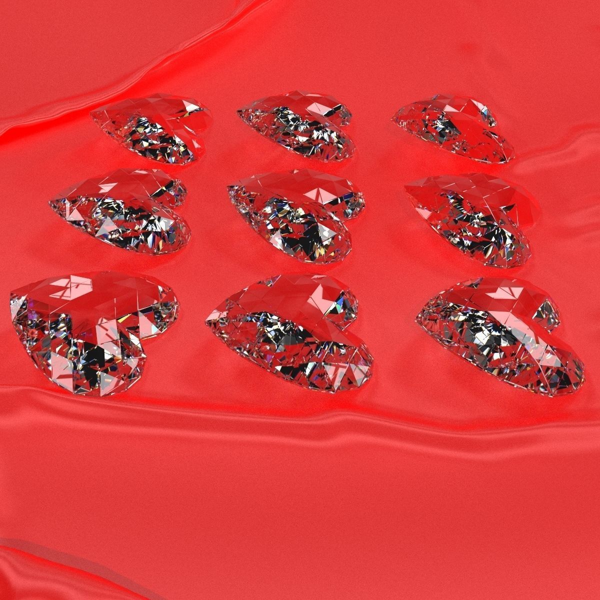 Set Heart shaped gemstone v1  3D model_7