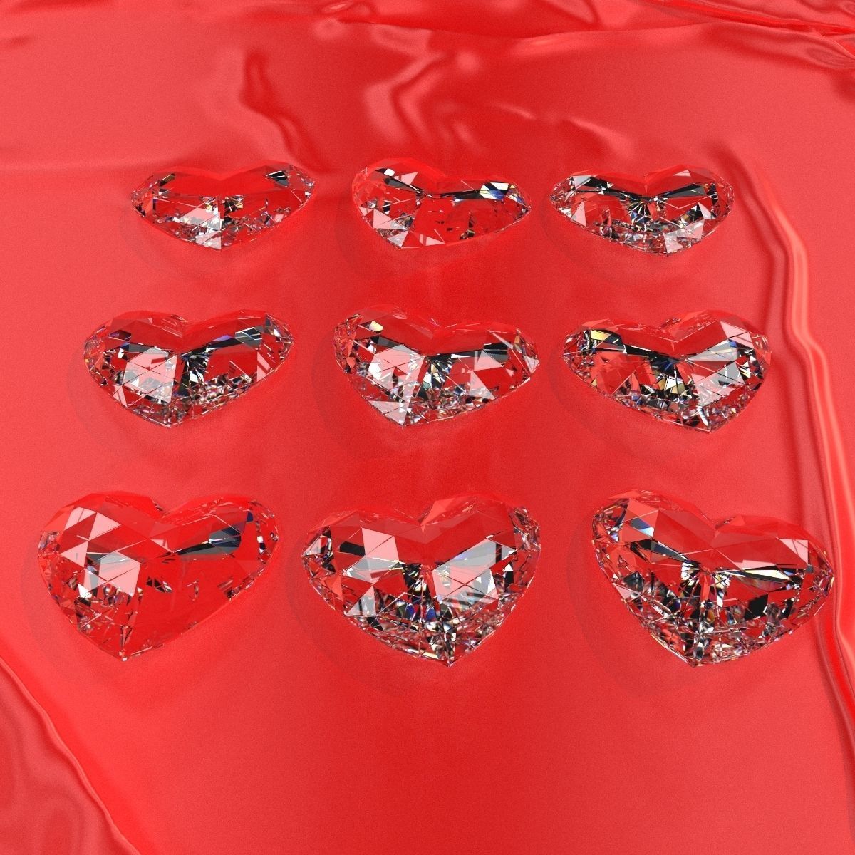 Set Heart shaped gemstone v1  3D model_5