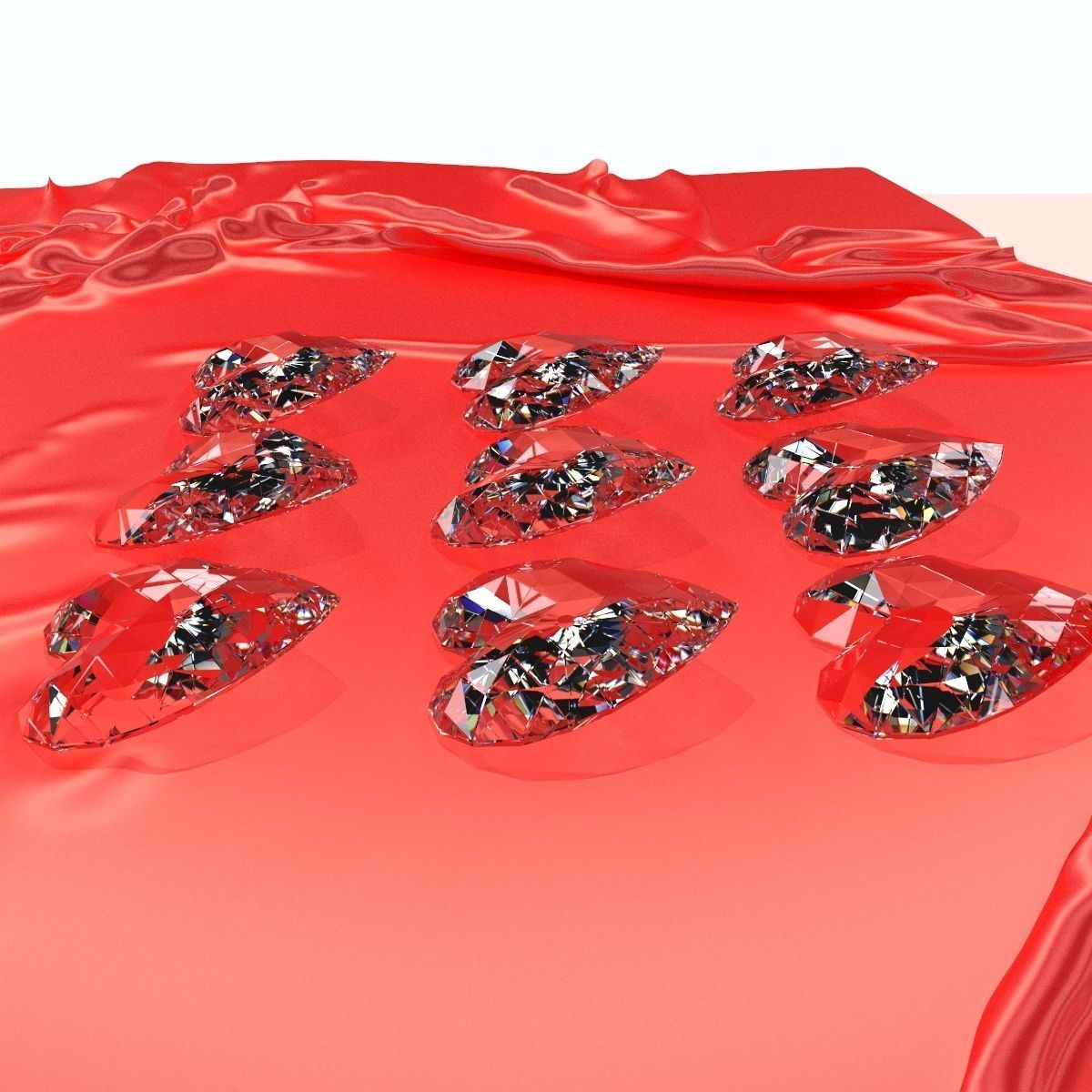 Set Heart shaped gemstone v1  3D model_3