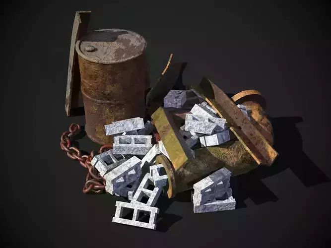 Rusty Debris Pile environment prop PBR Low-poly 3D model