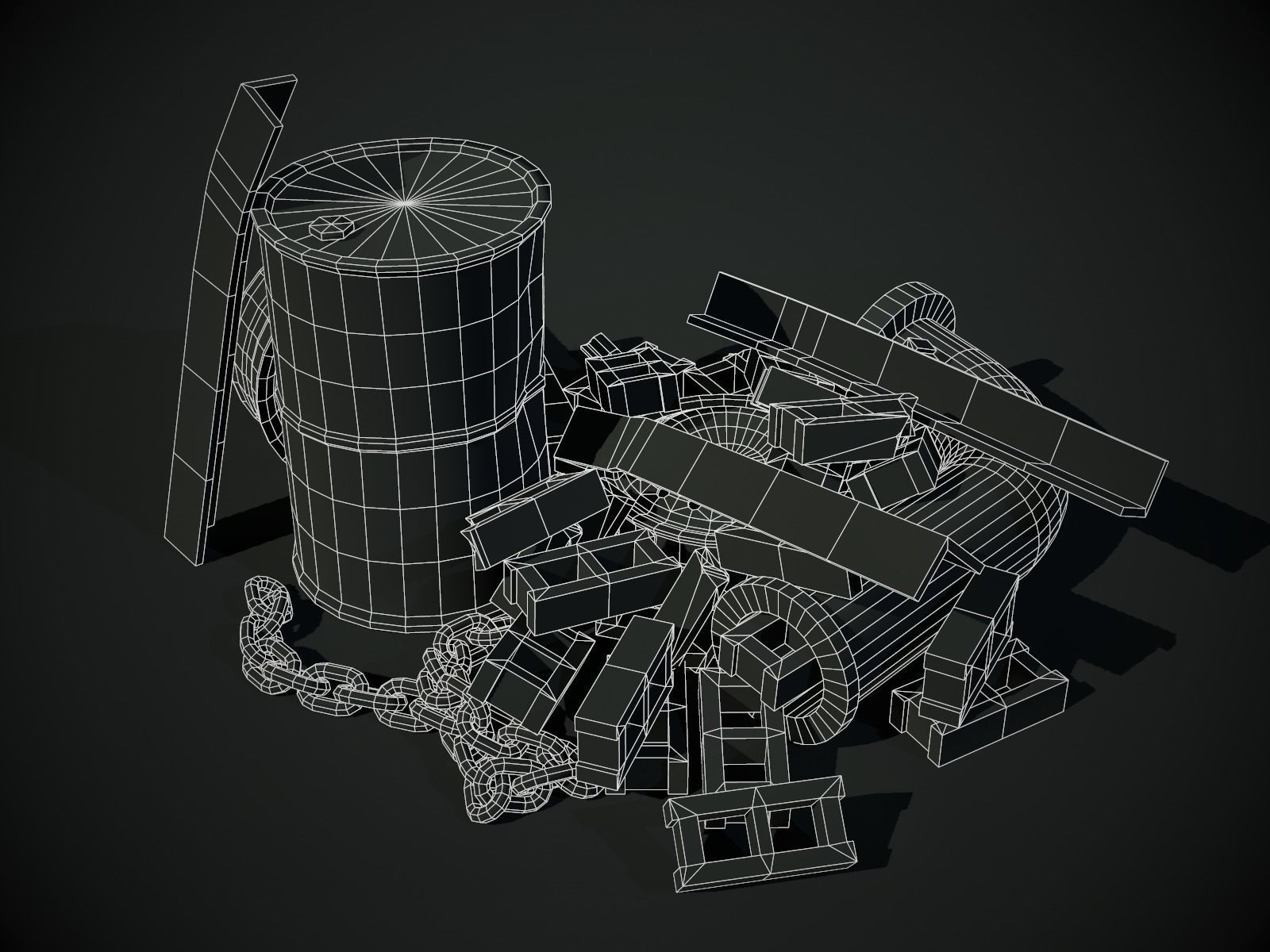 Rusty Debris Pile environment prop PBR Low-poly 3D model_6