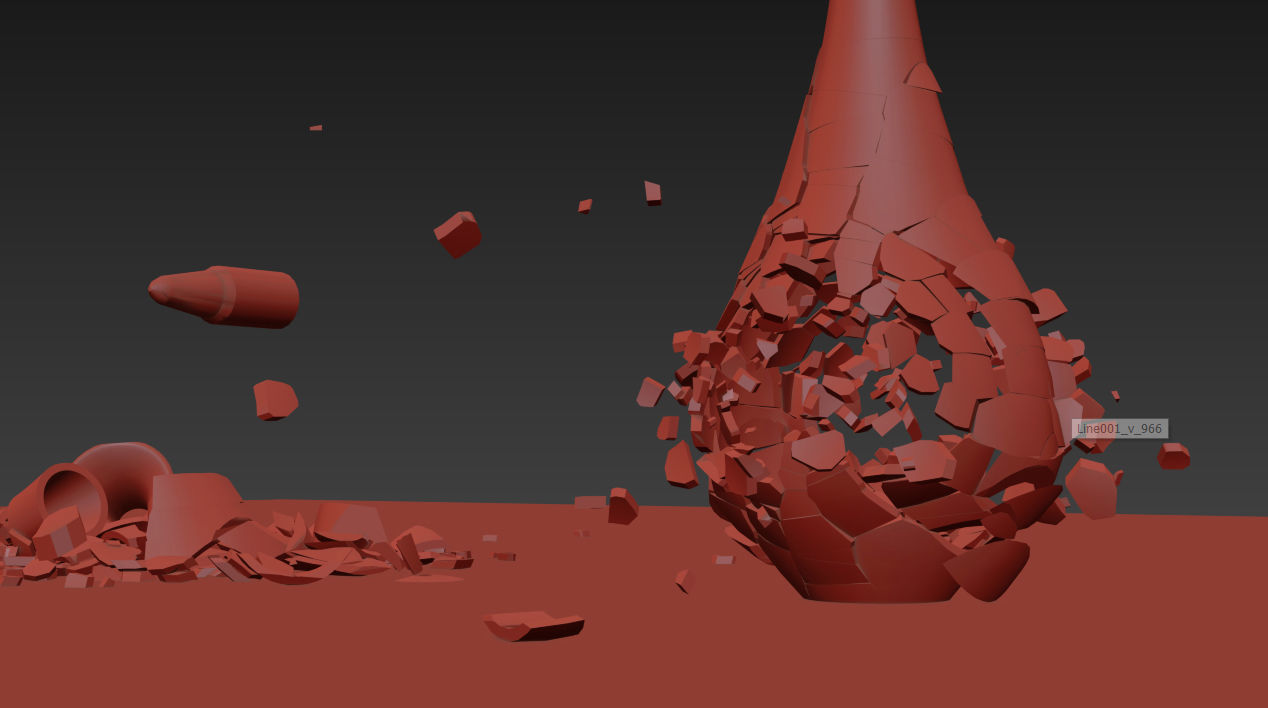 Flower vase Breaking 3D model_3