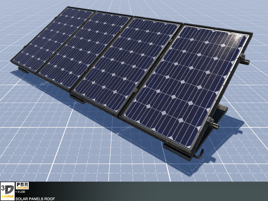 Solar panels roof Low-poly 3D model