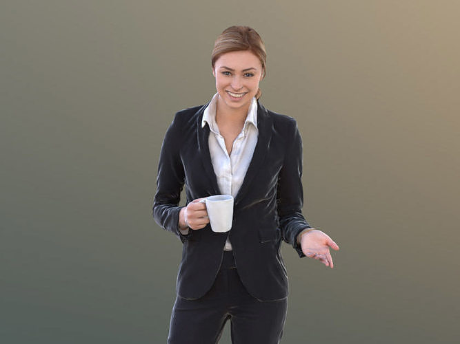 Ramona 10283 - Coffee Talk Business Woman  Low-poly 3D model