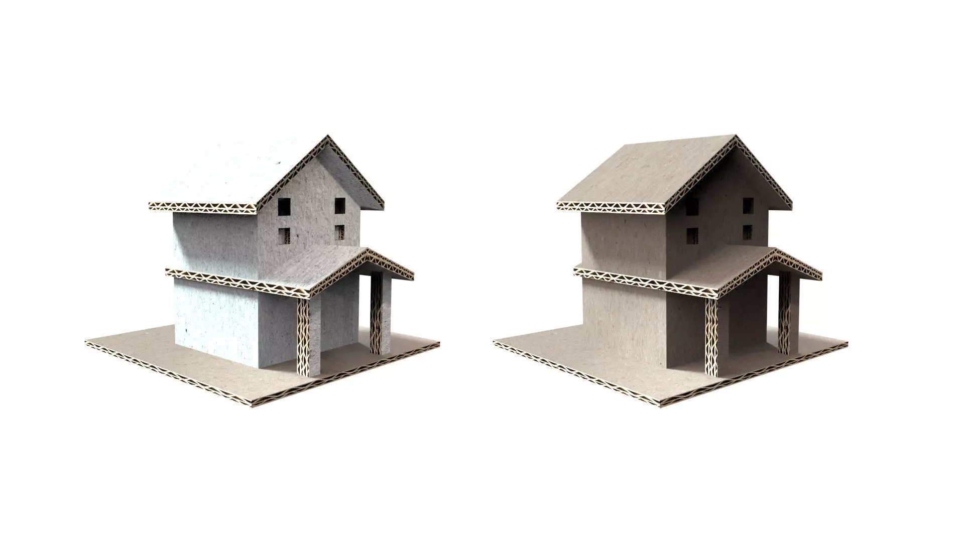 cardboard simple house Low-poly 3D model_0