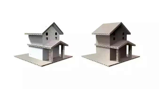 cardboard simple house Low-poly 3D model